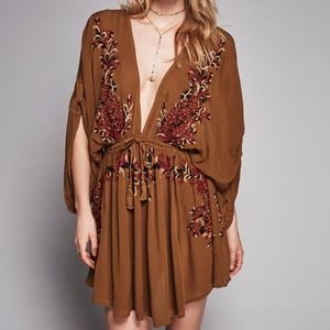 Free People Brown Pretty Pineapple Dress